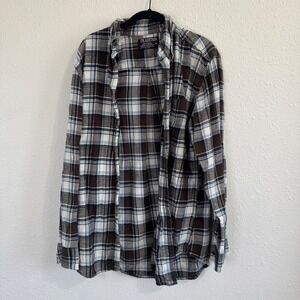 Tradition Flannel Woman's‎ Size M Cotton Brown Blue Outdoors Trail Hiking